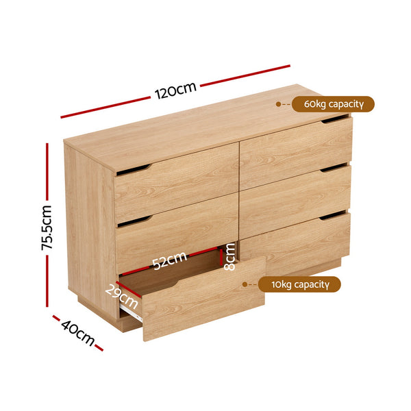 Artiss 6 Chest of Drawers Dresser Table Pine Awezingly