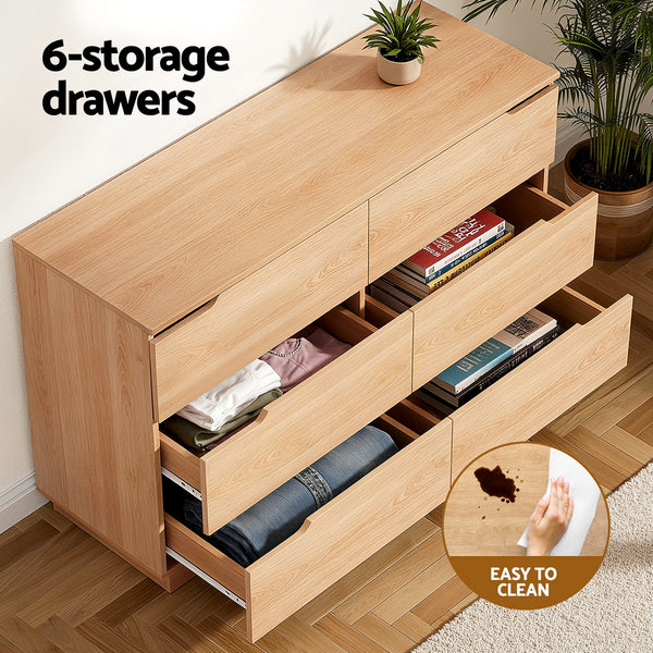 Artiss 6 Chest of Drawers Dresser Table Pine Awezingly