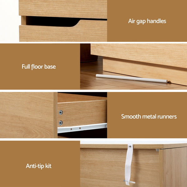 Artiss 6 Chest of Drawers Dresser Table Pine Awezingly