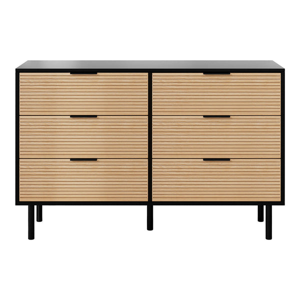Artiss 6 Chest of Drawers Dresser Table Black&Pine Awezingly