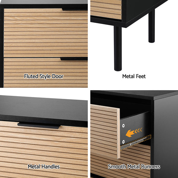 Artiss 6 Chest of Drawers Dresser Table Black&Pine Awezingly