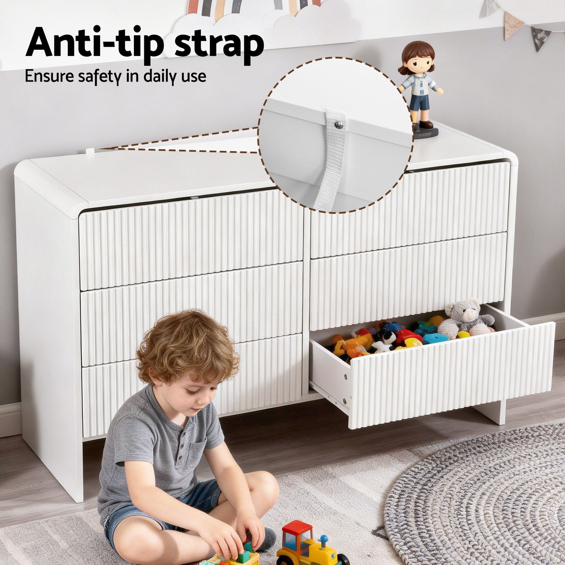 Artiss 6 Chest of Drawers Dresser Cabinet White Awezingly