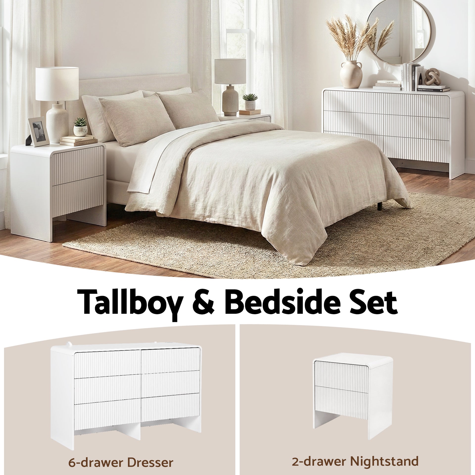 Artiss 6 Chest of Drawers Dresser Cabinet White Awezingly