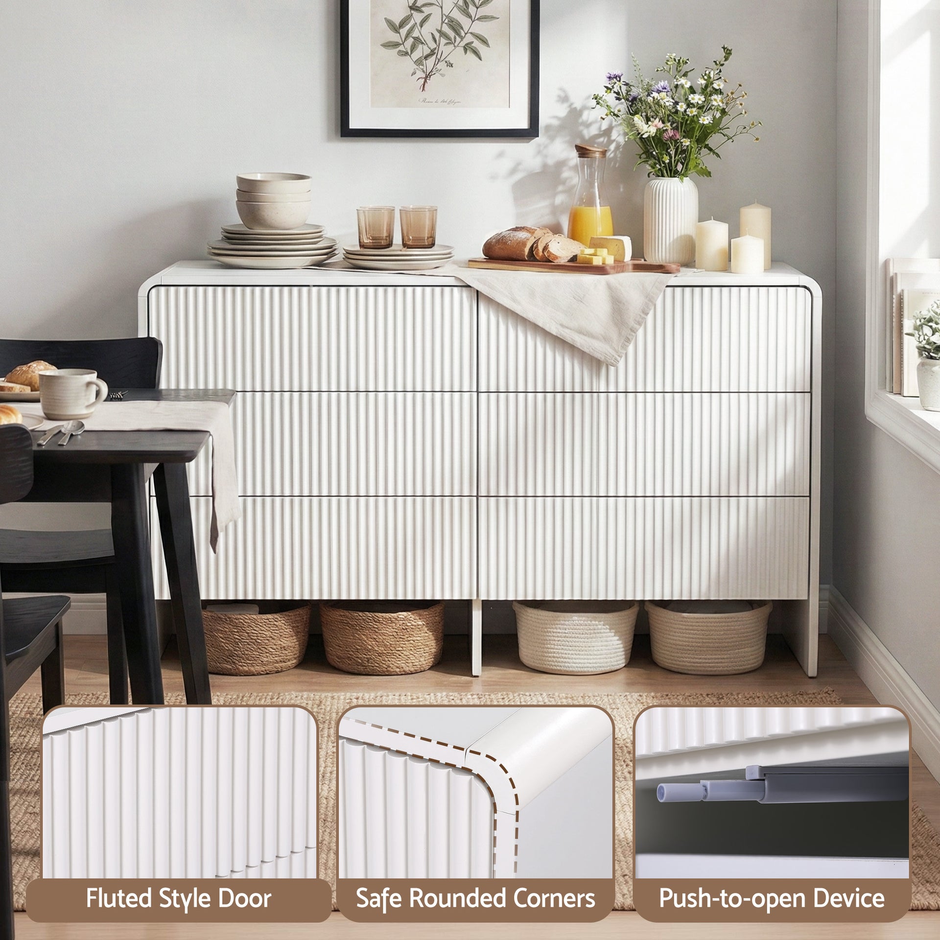 Artiss 6 Chest of Drawers Dresser Cabinet White Awezingly
