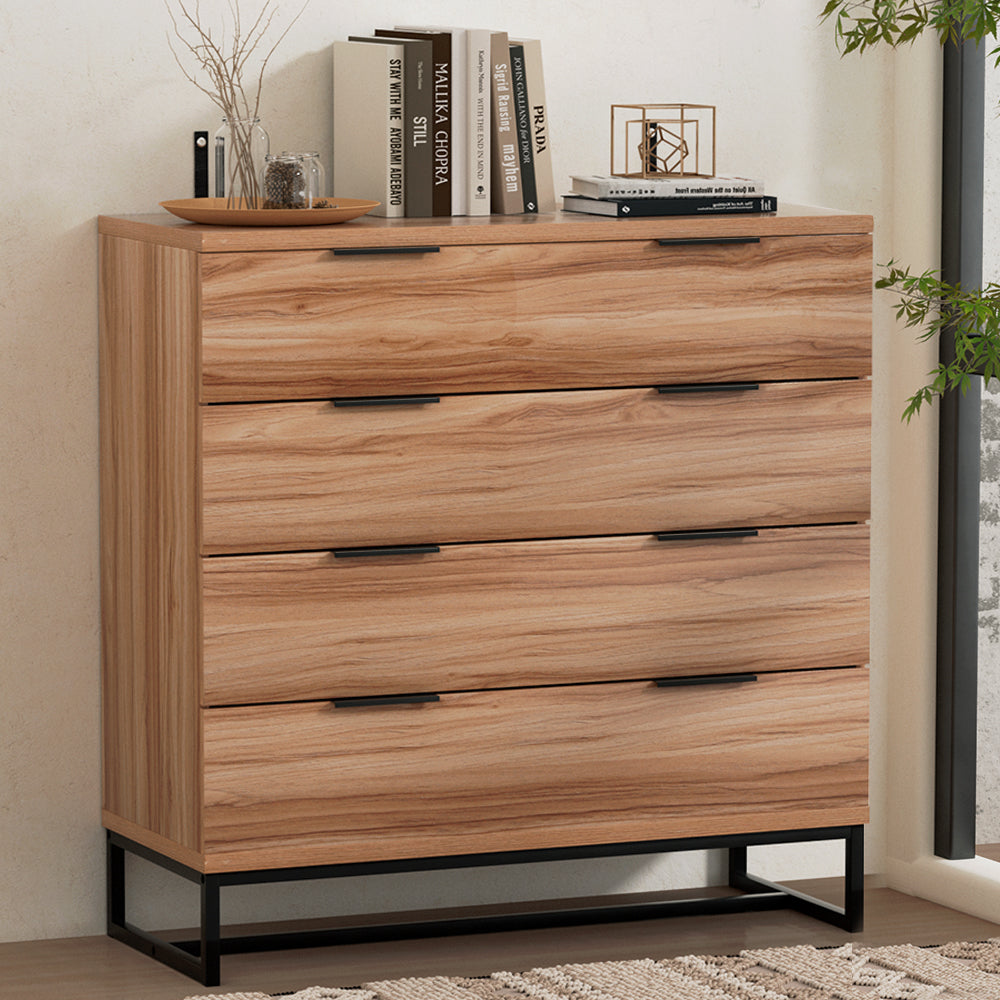 Artiss 4 Chest of Drawers Cabinet Dresser Table Tallboy Storage Bedroom Rust Oak Artiss