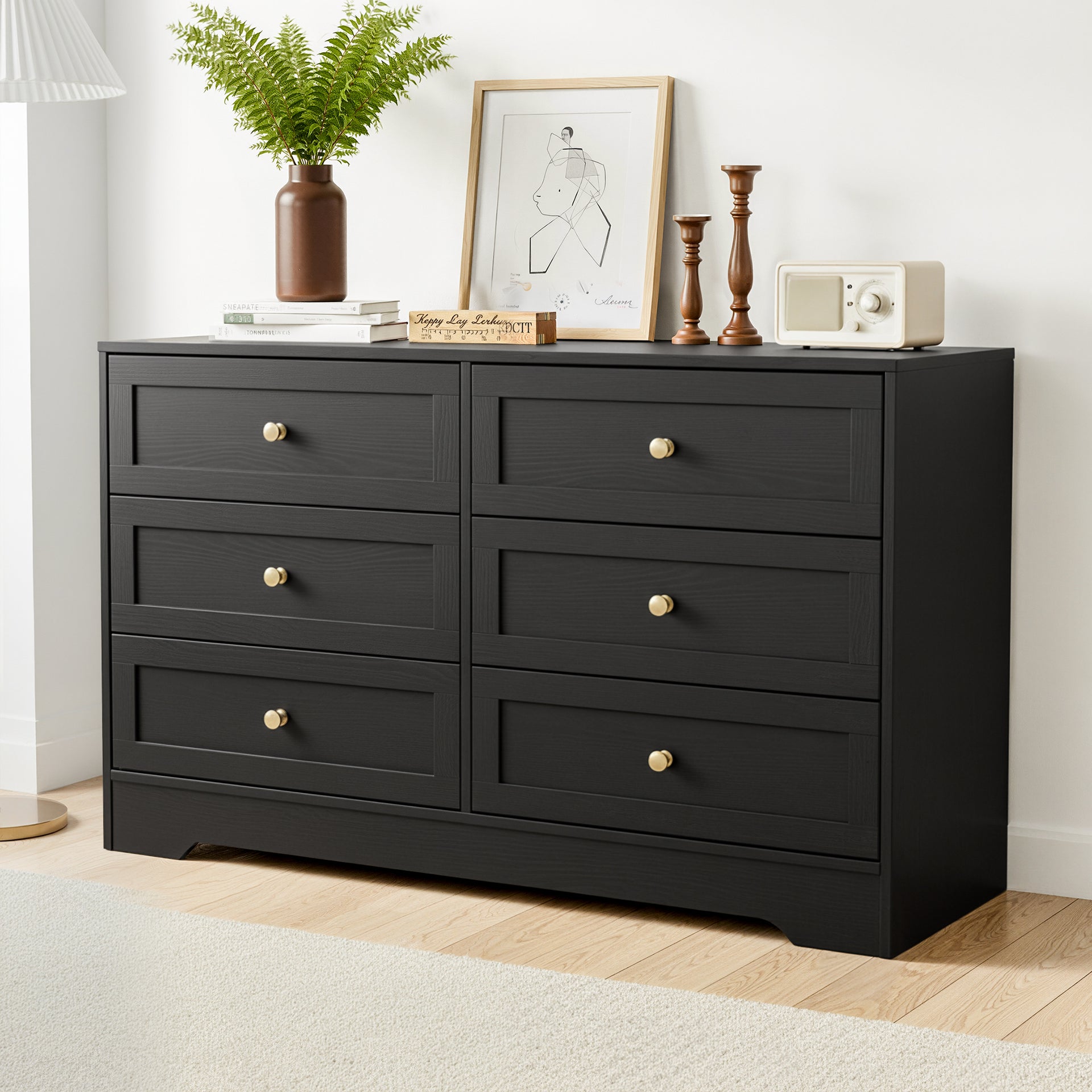 Artiss 6 Chest of Drawers Tallboy Cabinet - LEIF Black Awezingly