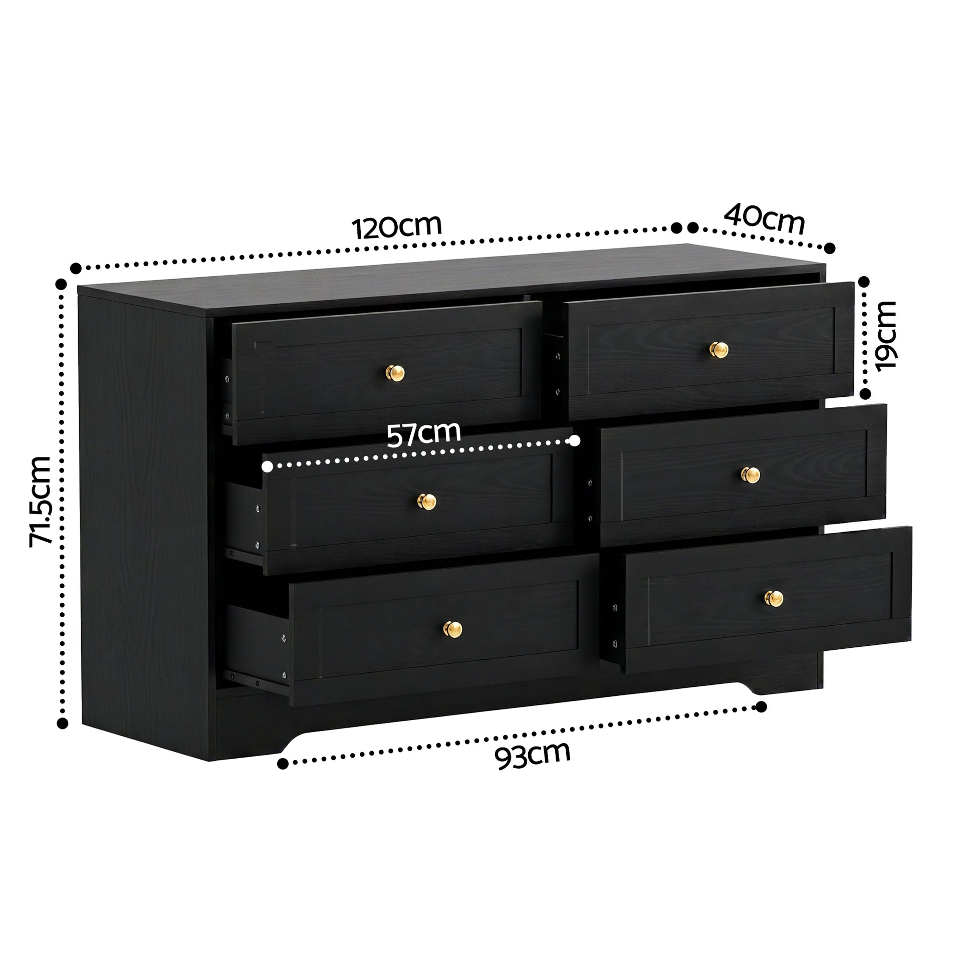 Artiss 6 Chest of Drawers Tallboy Cabinet - LEIF Black Awezingly