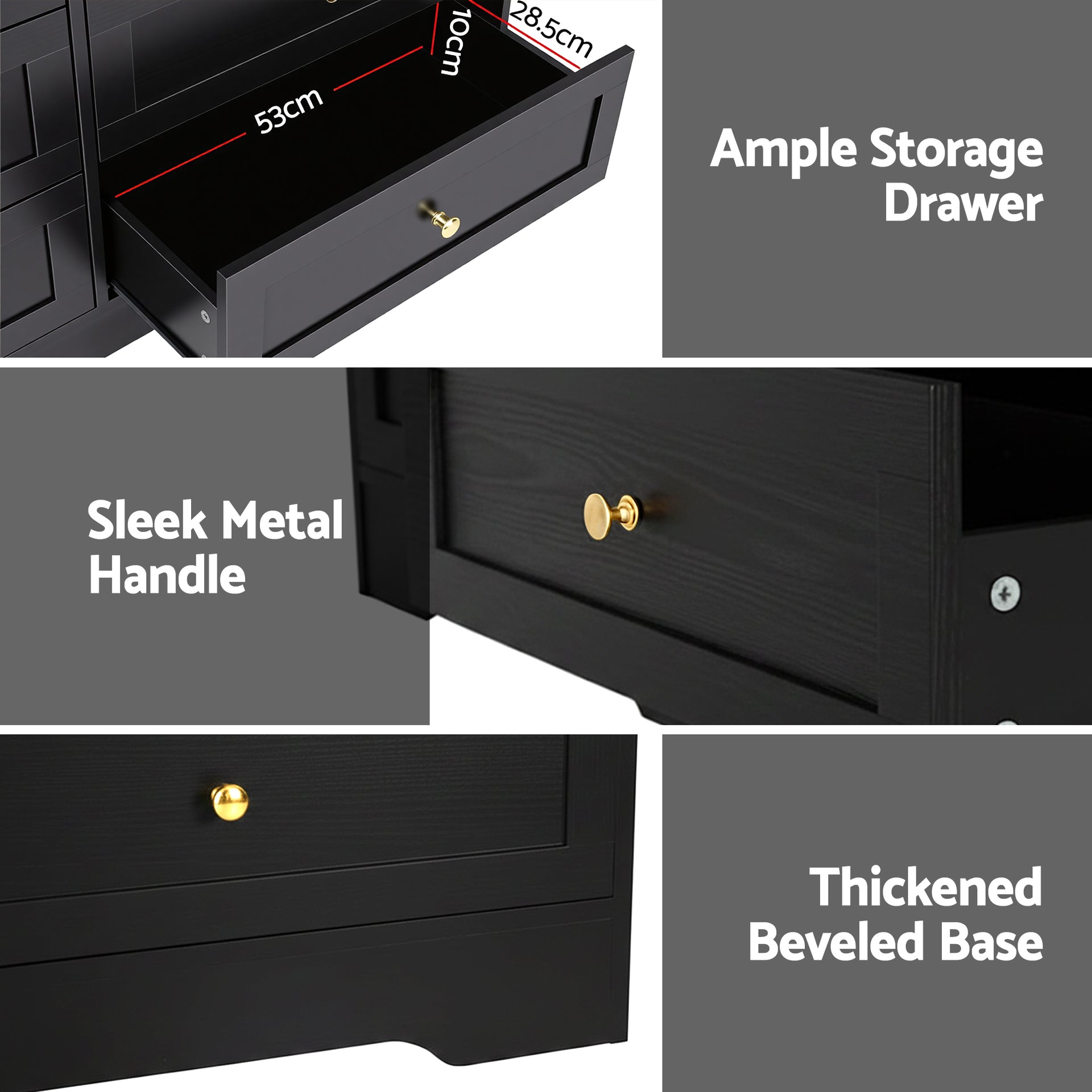 Artiss 6 Chest of Drawers Tallboy Cabinet - LEIF Black Awezingly