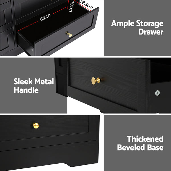 Artiss 6 Chest of Drawers Tallboy Cabinet - LEIF Black Awezingly