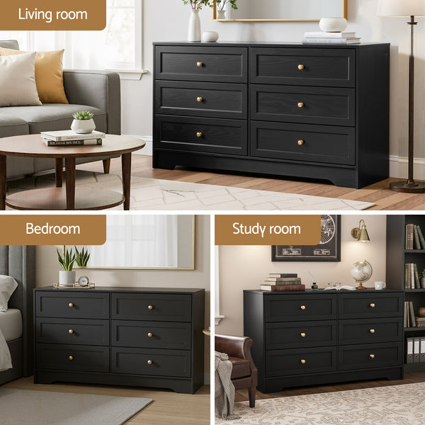 Artiss 6 Chest of Drawers Tallboy Cabinet - LEIF Black Awezingly