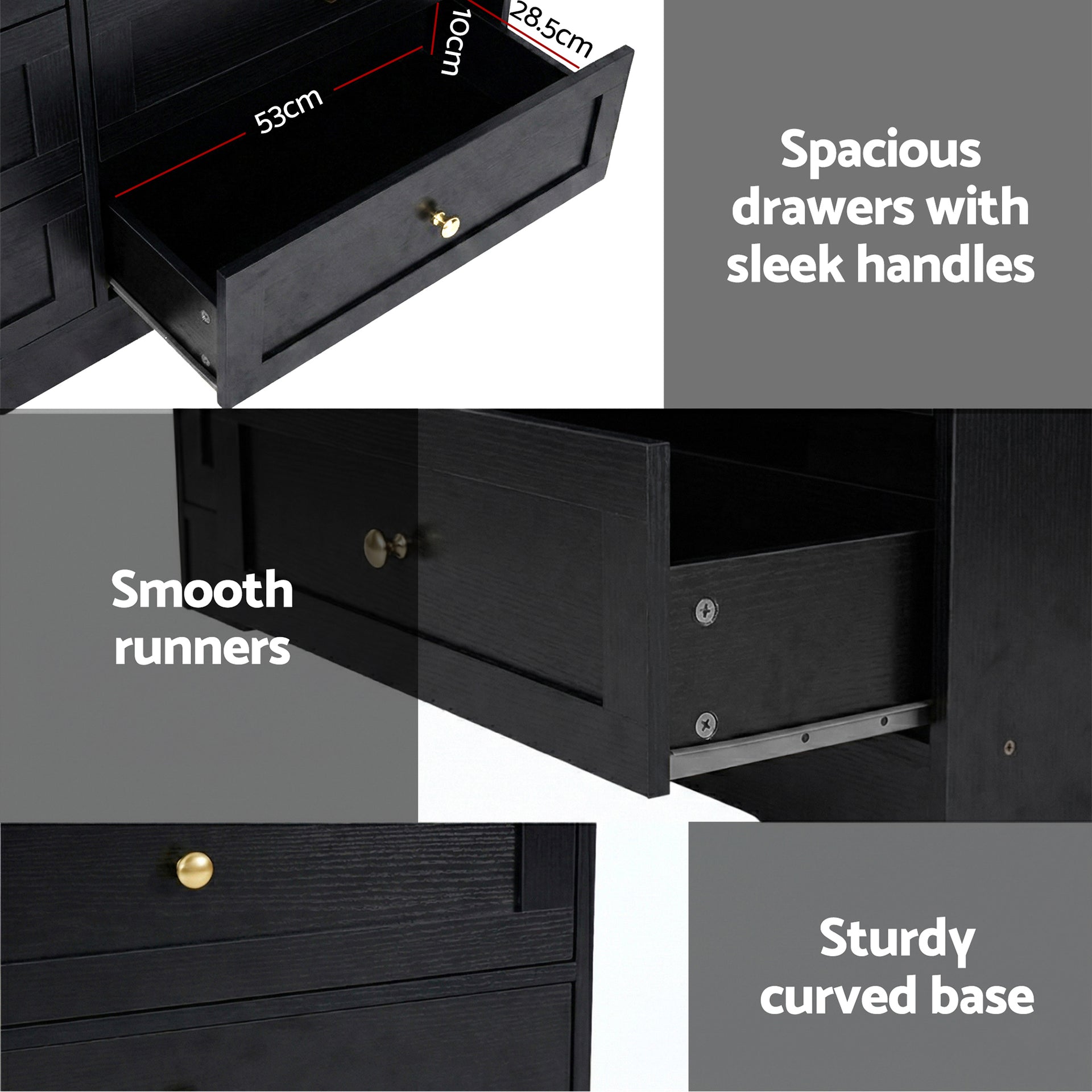 Artiss 6 Chest of Drawers Tallboy Cabinet - LEIF Black Awezingly