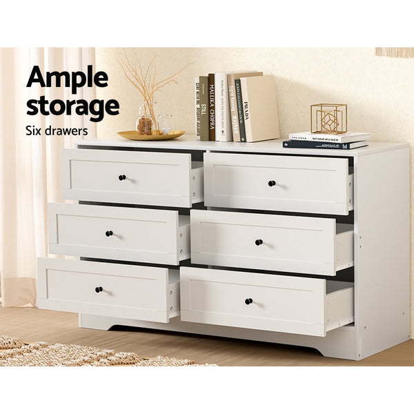 Artiss 6 Chest of Drawers Cabinet Dresser Table Tallboy Storage Bedroom White Artiss