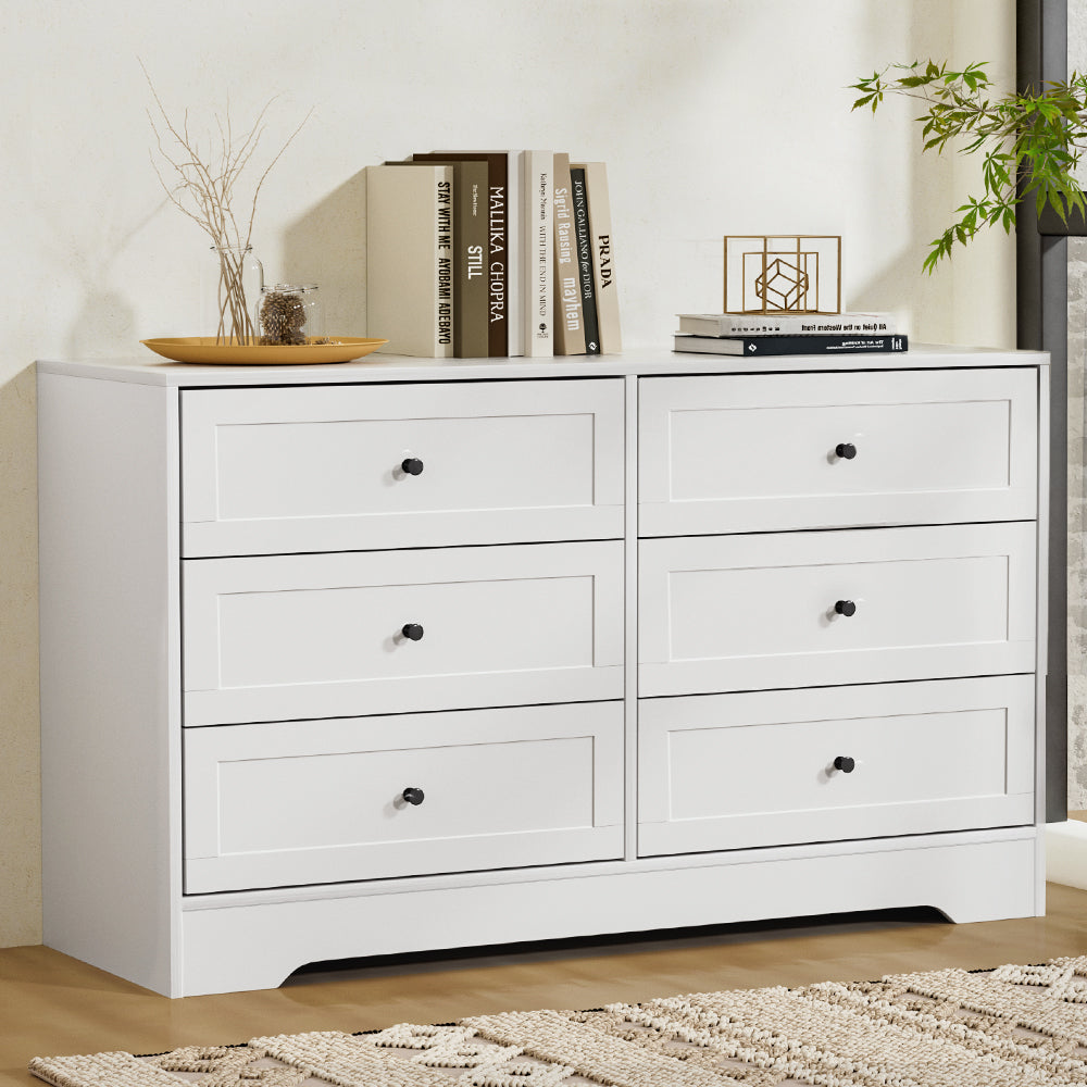 Artiss 6 Chest of Drawers Cabinet Dresser Table Tallboy Storage Bedroom White Artiss