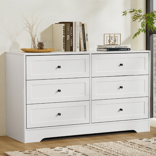 Artiss 6 Chest of Drawers Cabinet Dresser Table Tallboy Storage Bedroom White Artiss