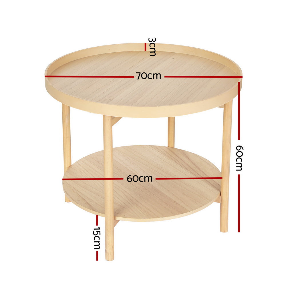 Artiss Coffee Table Side Table Round 70CM Artiss