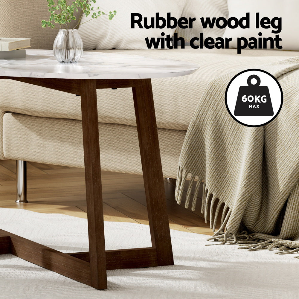 Artiss Coffee Table Oval Marble Effect Artiss