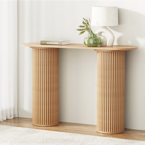 Artiss Console Table Oval 115CM Pine Blake Artiss