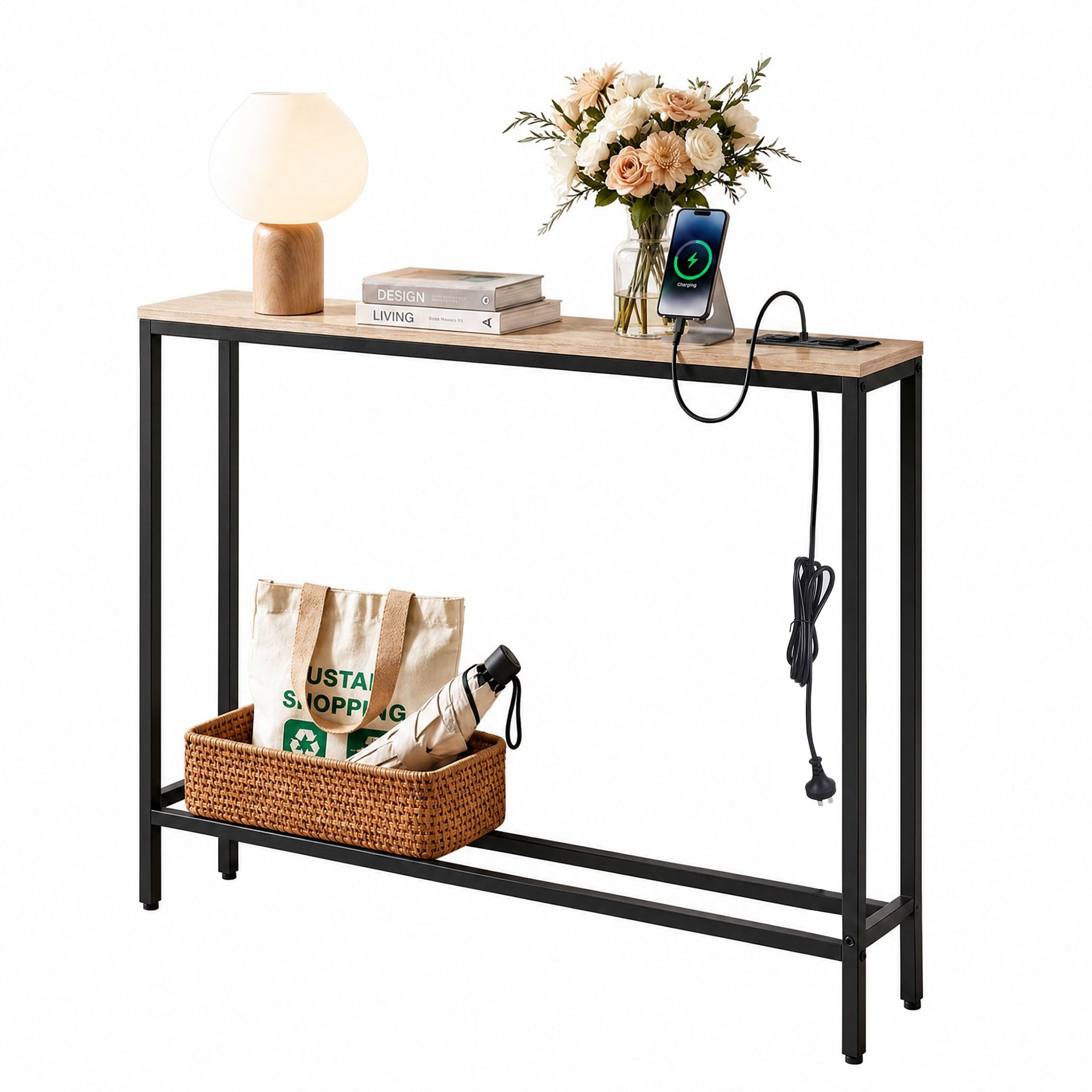 Artiss Console Table Entryway Hallway Display Desk Charging Station Wood Awezingly