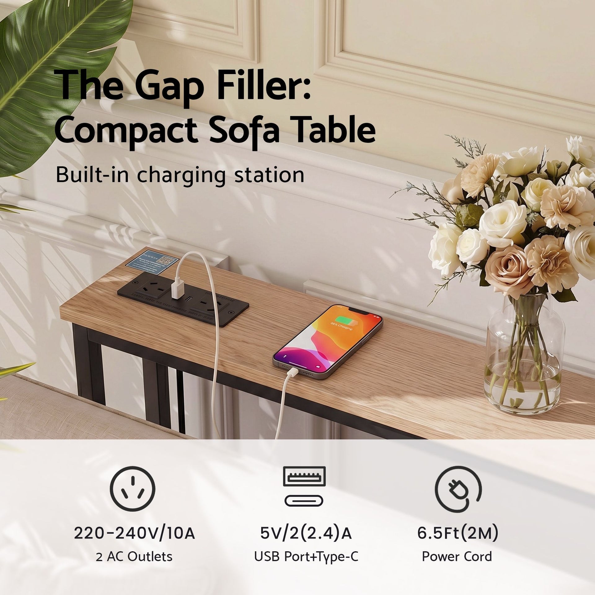 Artiss Console Table Entryway Hallway Display Desk Charging Station Wood Awezingly