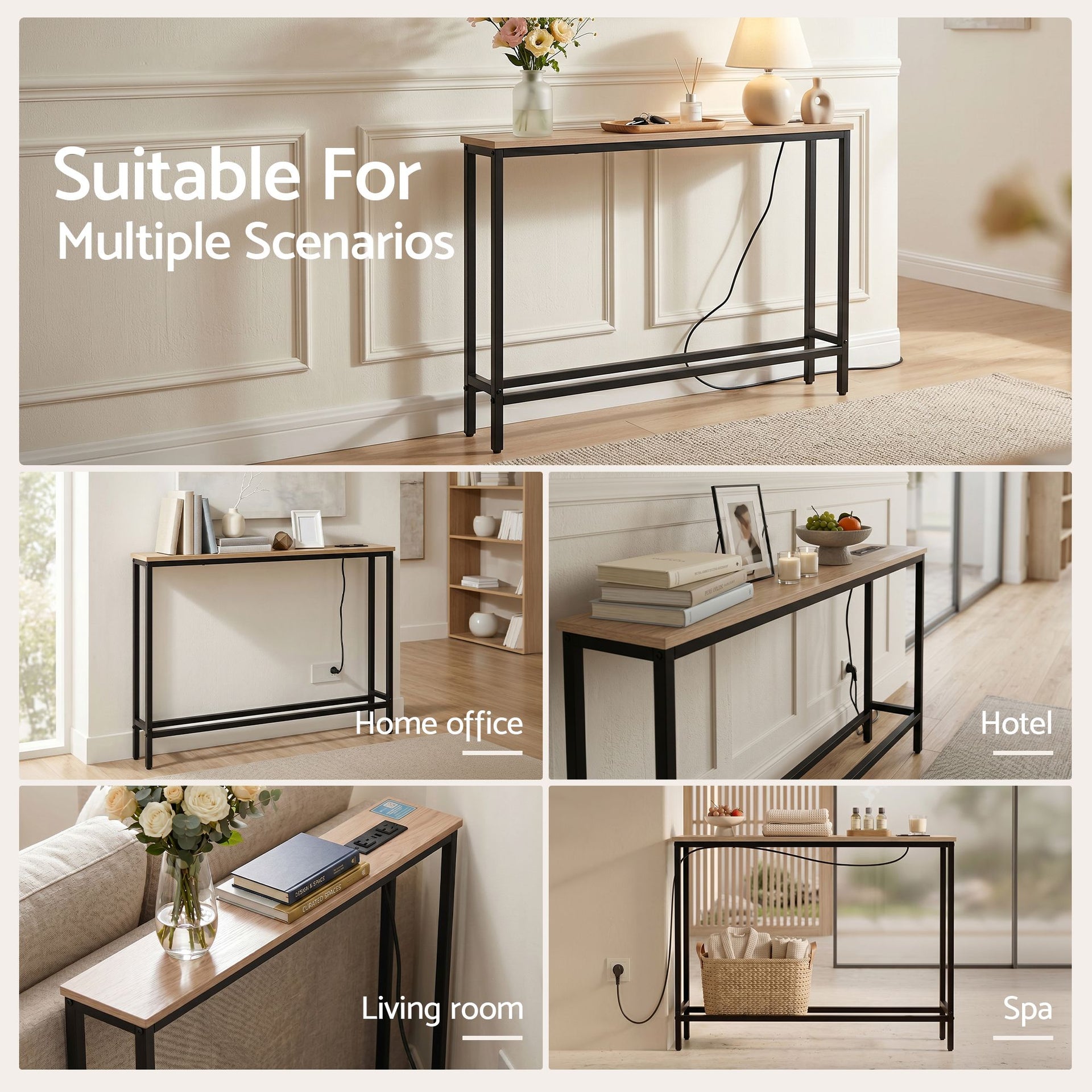 Artiss Console Table Entryway Hallway Display Desk Charging Station Wood Awezingly
