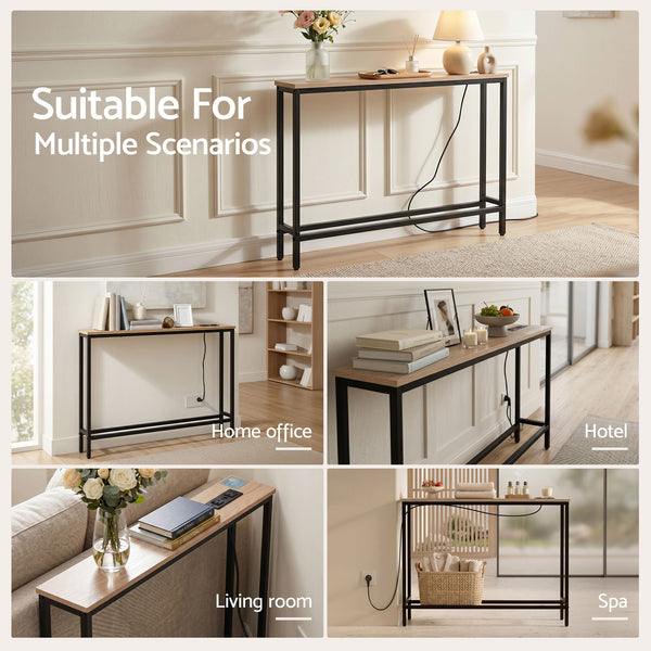 Artiss Console Table Entryway Hallway Display Desk Charging Station Wood Awezingly
