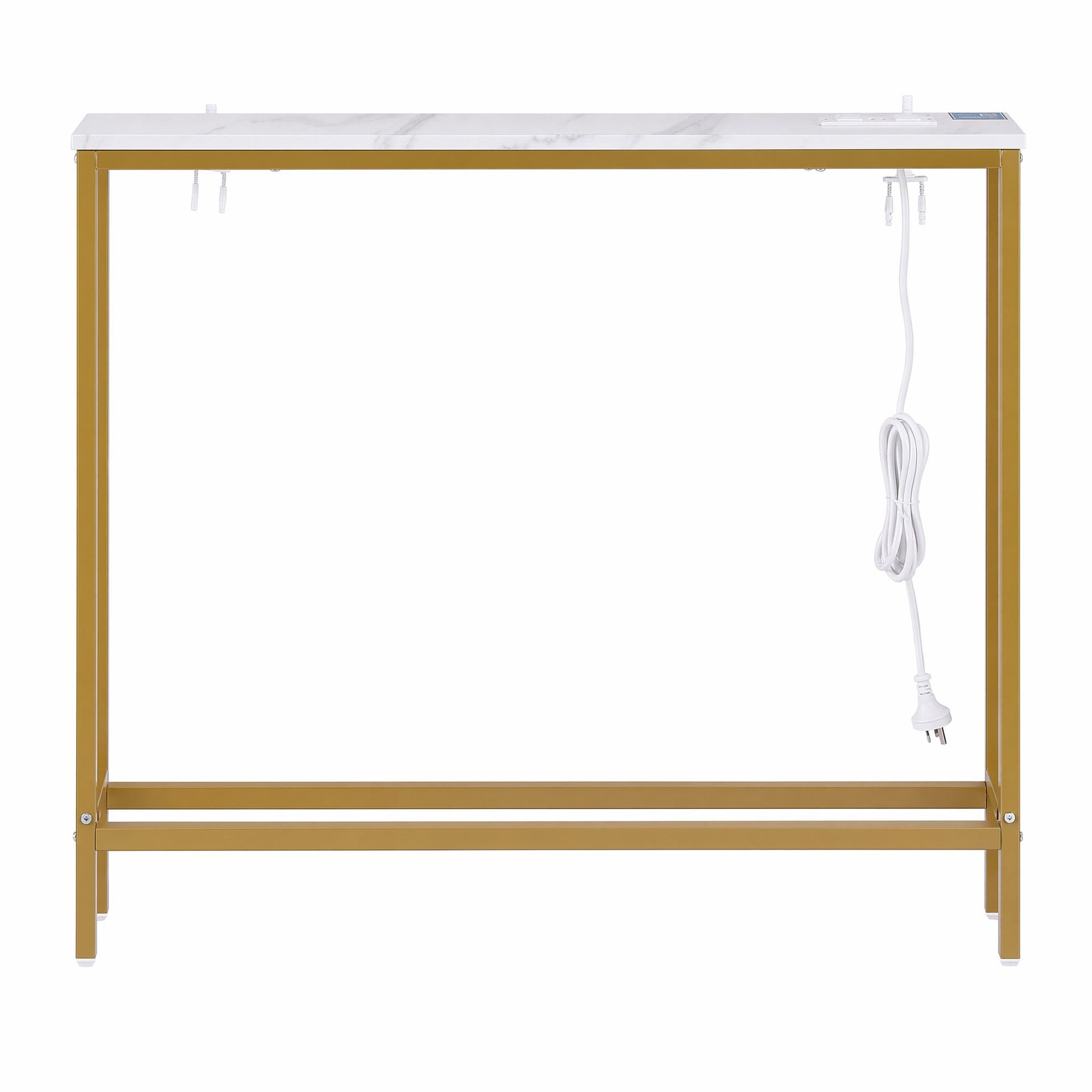 Artiss Console Table Entryway Hallway Display Desk Charging Station Marble Finish White & Gold Artiss