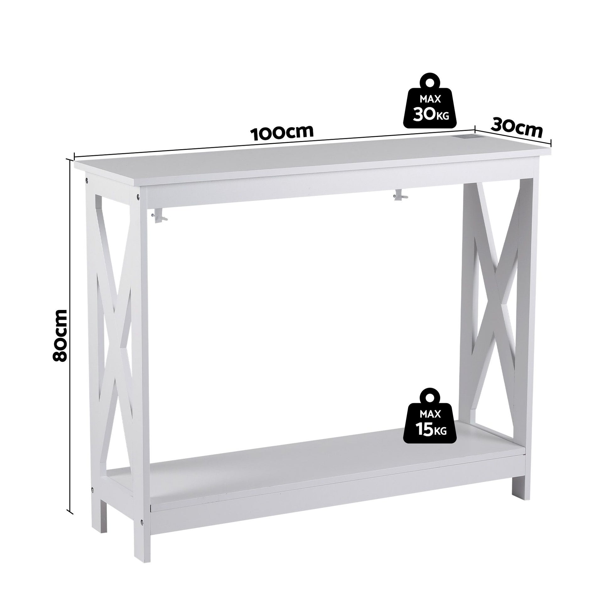 Artiss Console Table Entryway Hallway Display 2-Tier Narrow Sofa Table 100CM White Awezingly