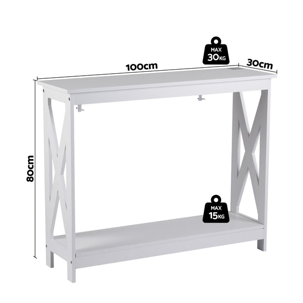Artiss Console Table Entryway Hallway Display 2-Tier Narrow Sofa Table 100CM White Awezingly