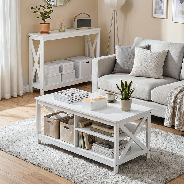 Artiss Console Table Entryway Hallway Display 2-Tier Narrow Sofa Table 100CM White Awezingly