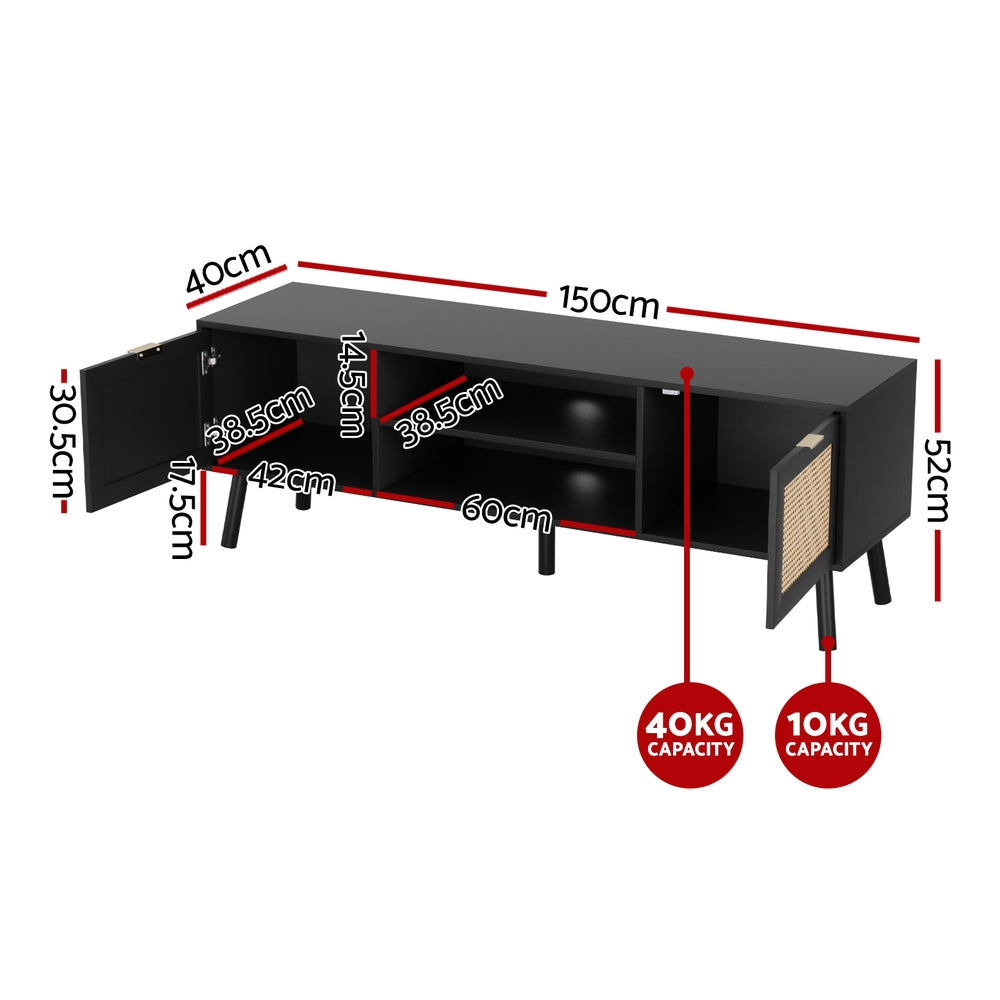 Artiss TV Unit 150cm Storage Cabinet Black Awezingly