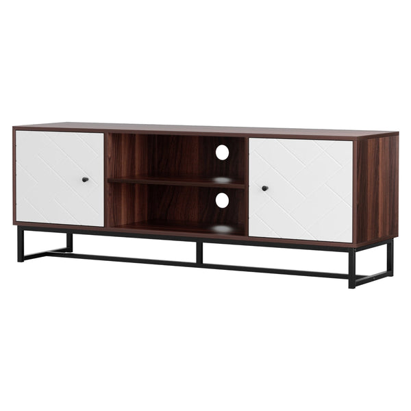 Artiss TV Unit 150cm Storage Shelves Walnut White Awezingly