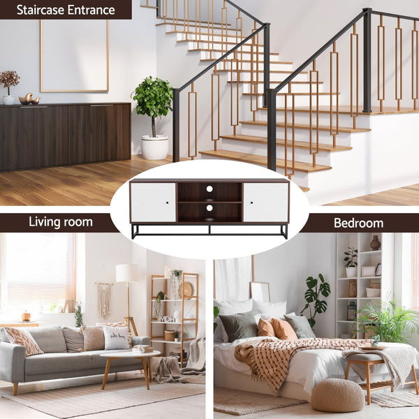 Artiss TV Unit 150cm Storage Shelves Walnut White Awezingly