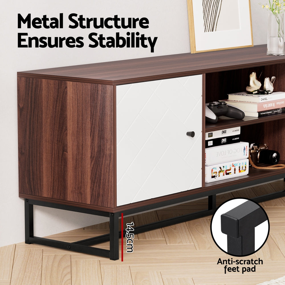 Artiss TV Unit 150cm Storage Shelves Walnut White Awezingly