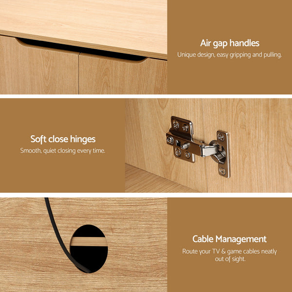 Artiss TV Unit Entertainment Unit Storage Cabinet 180cm Pine Awezingly