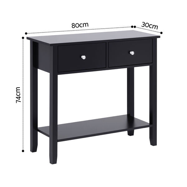 Artiss Console Table Hallway Sofa Entryway Entrance 2 Drawers 80CM Black Awezingly