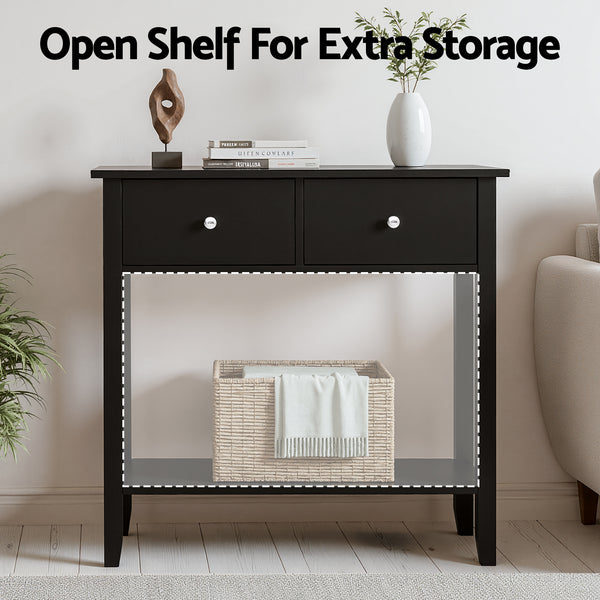 Artiss Console Table Hallway Sofa Entryway Entrance 2 Drawers 80CM Black Awezingly