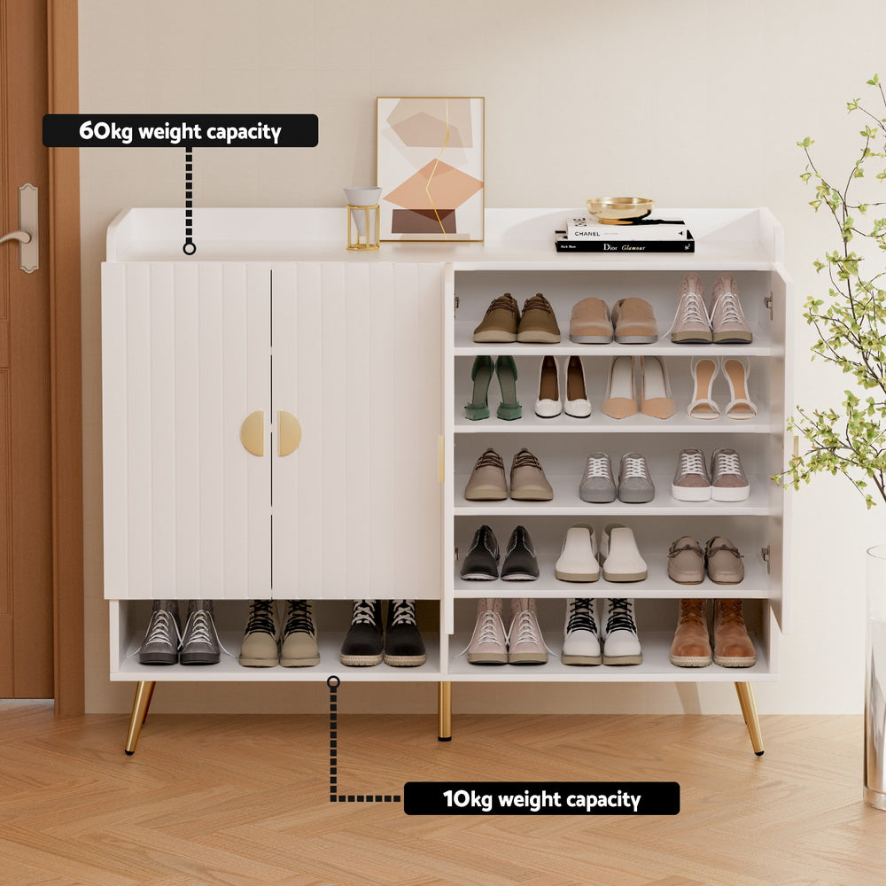 Artiss Shoe Rack Cabinet 5 Tiers 30 Pairs White Artiss