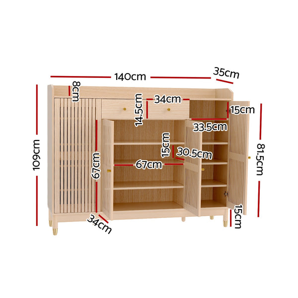 Artiss Shoe Rack Cabinet with Shelves 26 Pairs Pine Artiss
