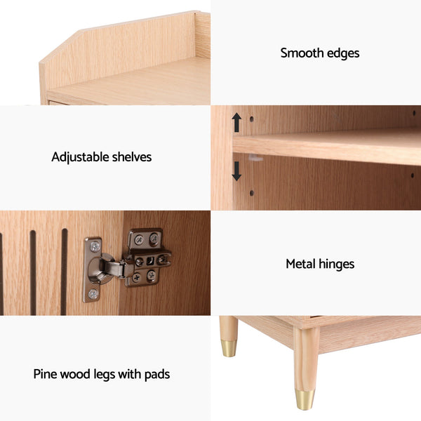 Artiss Shoe Rack Cabinet with Shelves 26 Pairs Pine Artiss