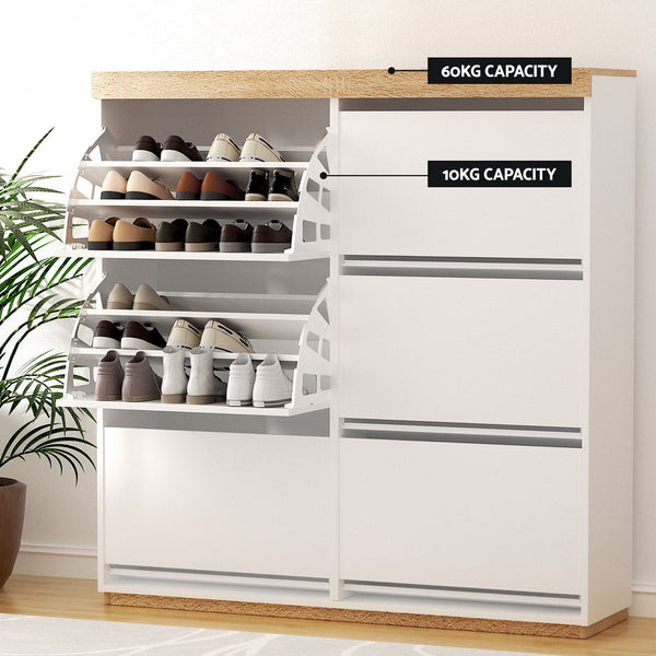 Artiss Shoe Rack Cabinet 3-Tier 45 Pairs White Artiss