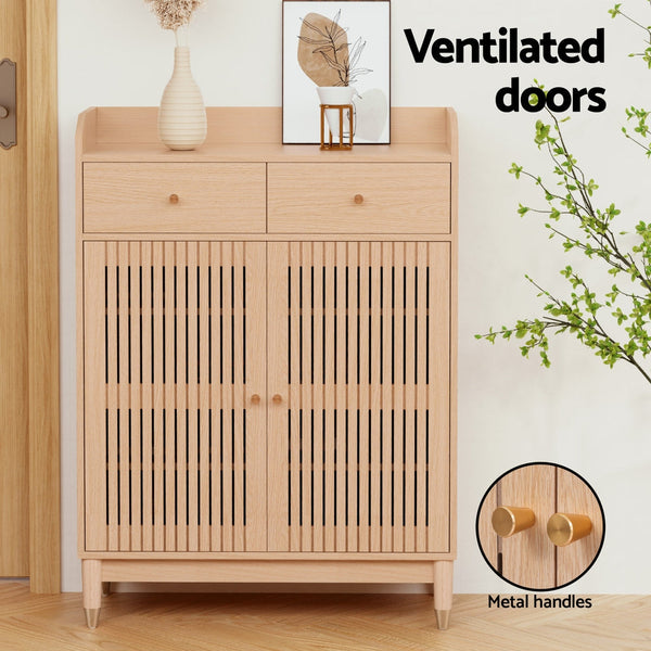 Artiss Shoe Rack Cabinet 4-Tier 16 Pairs Pine Artiss