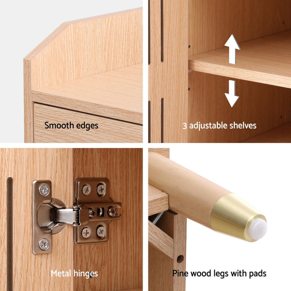 Artiss Shoe Rack Cabinet 4-Tier 16 Pairs Pine Artiss