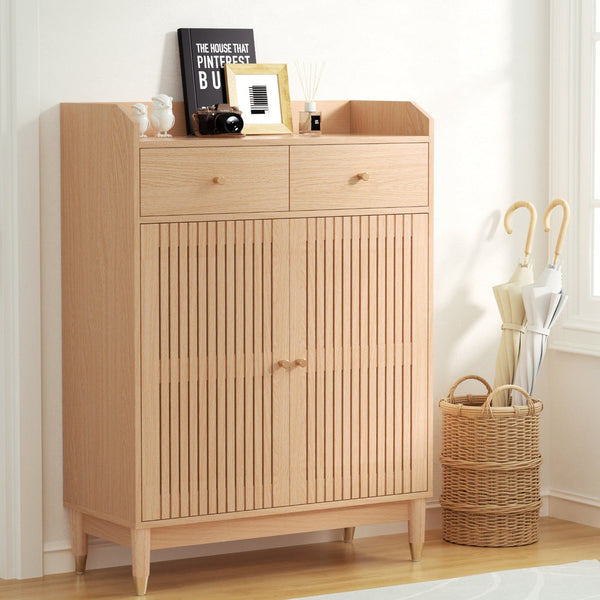 Artiss Shoe Rack Cabinet 4-Tier 16 Pairs Pine Artiss