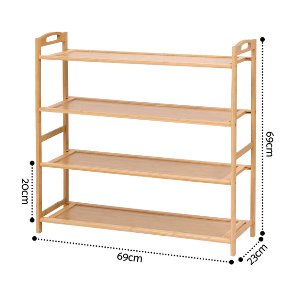 Artiss 4 Tier Shoe Rack Bamboo Storage Organiser Pine Awezingly
