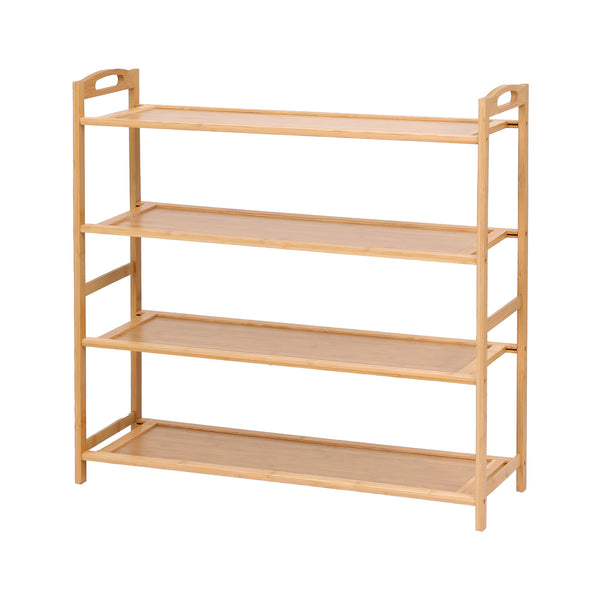 Artiss 4 Tier Shoe Rack Bamboo Storage Organiser Pine Awezingly