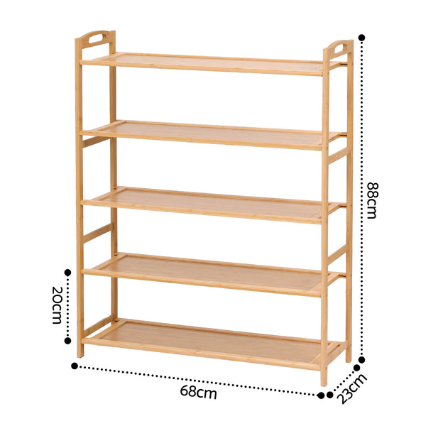 Artiss 5 Tier Shoe Rack Bamboo Storage Organiser Pine Awezingly