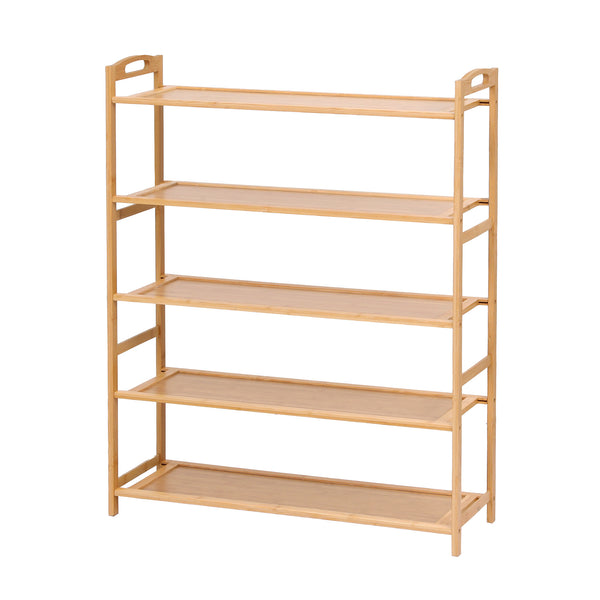 Artiss 5 Tier Shoe Rack Bamboo Storage Organiser Pine Awezingly