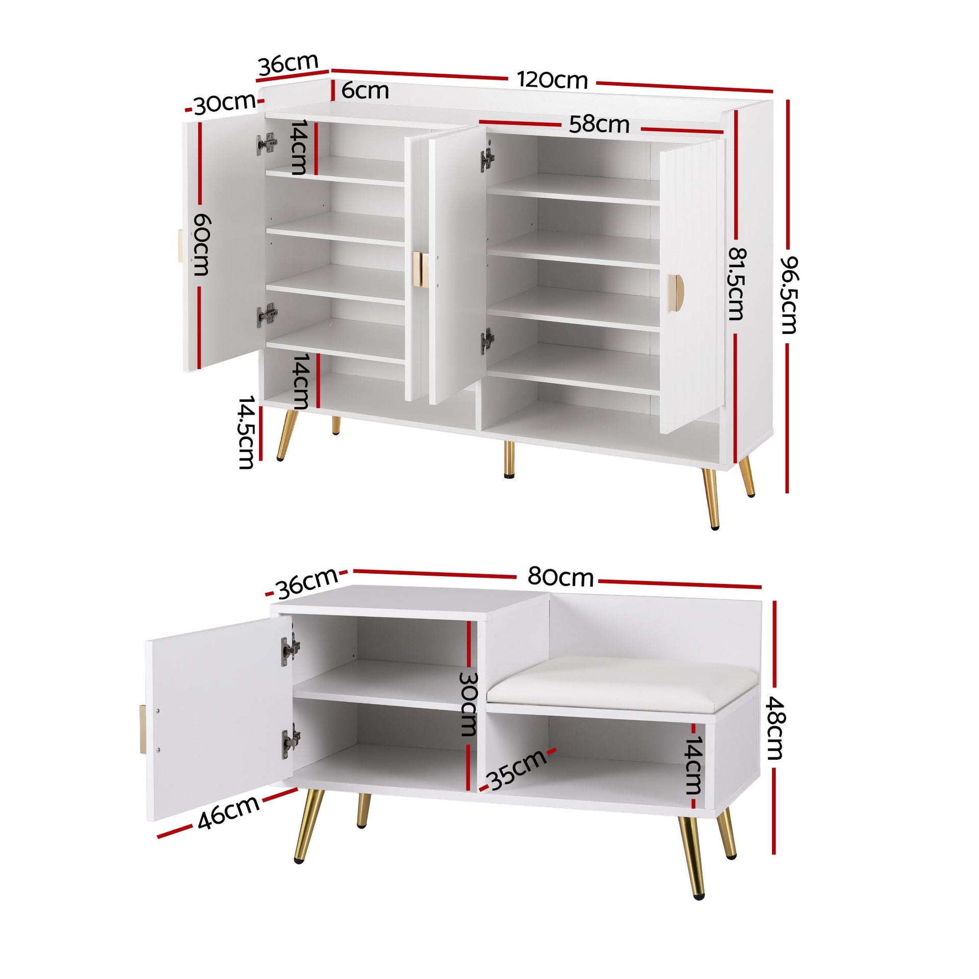 Artiss Shoe Cabinet Bench Set Adjustable Shelf Hallway Living Room White Awezingly