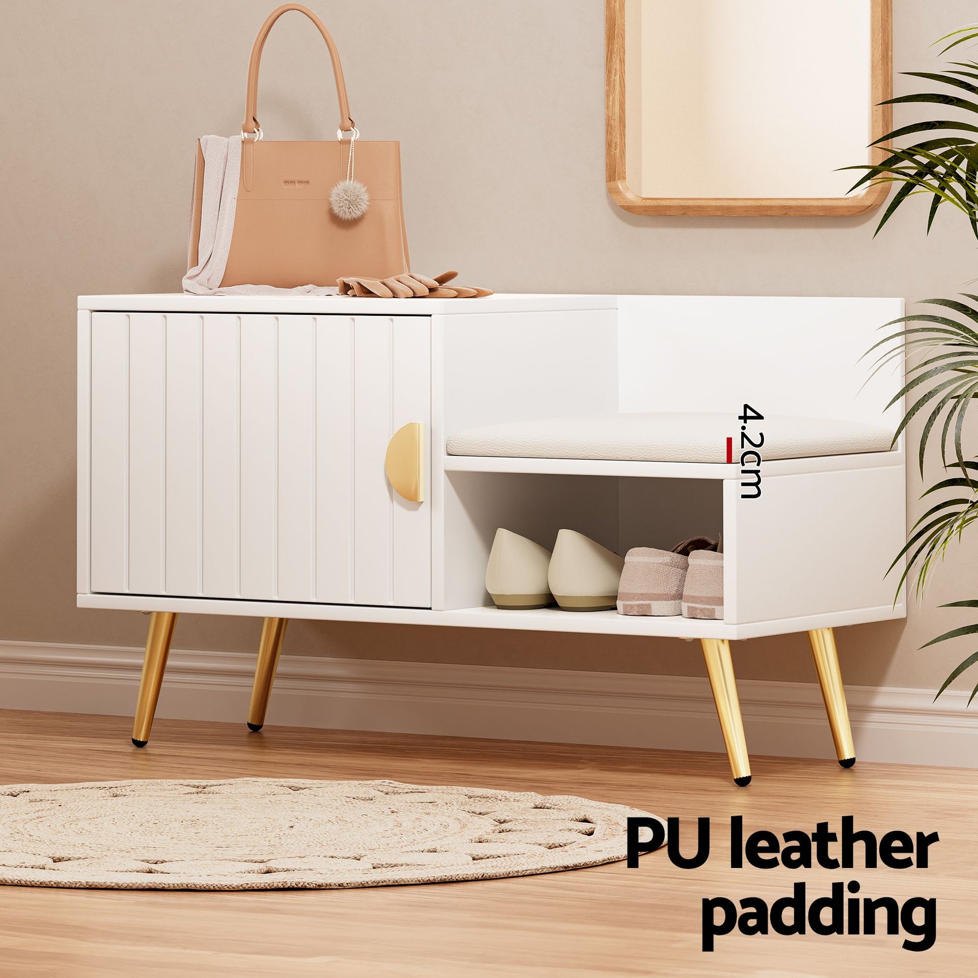Artiss Shoe Cabinet Bench Set Adjustable Shelf Hallway Living Room White Awezingly