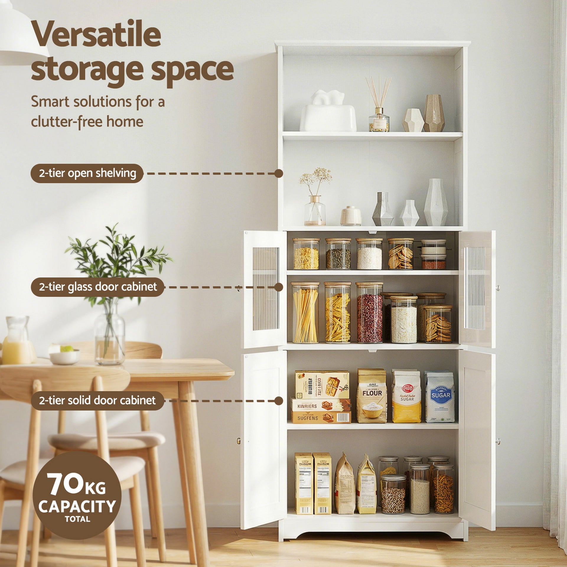 Artiss Buffet Sideboard Cabinet Pantry Kitchen Bathroom Storage Cupboard 160cm Awezingly